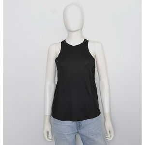 Lucky In Love Womens Tank Top L 12 Black Crew Neck Racerback Tennis